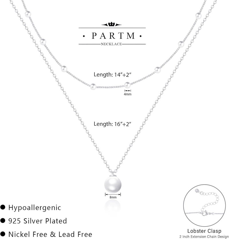 Partm Pearl Necklace for Women Trendy 14K Gold Plated Dainty Pearl Pendant Choker Set Handmade Pearl Gold Necklace Non Tarnish Simple Cute Jewelry Gifts for Women - Image 4
